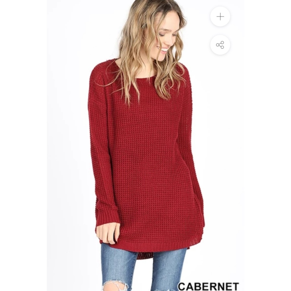 Hi-low waffle sweater